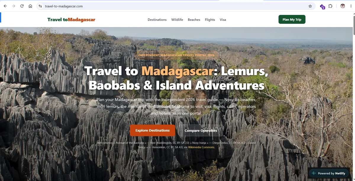 Portfolio Automated-design.com — Parmi les partenaires, sites et références d'Automated Design : Travel To Madagascar (travel-to-madagascar.com)