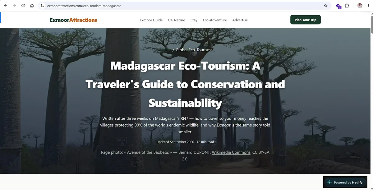 Portfolio Automated-design.com — Parmi les partenaires et références d'Automated Design : exmoorattractions.com (article dédié : exmoorattractions.com / Eco Tourism Madagascar)